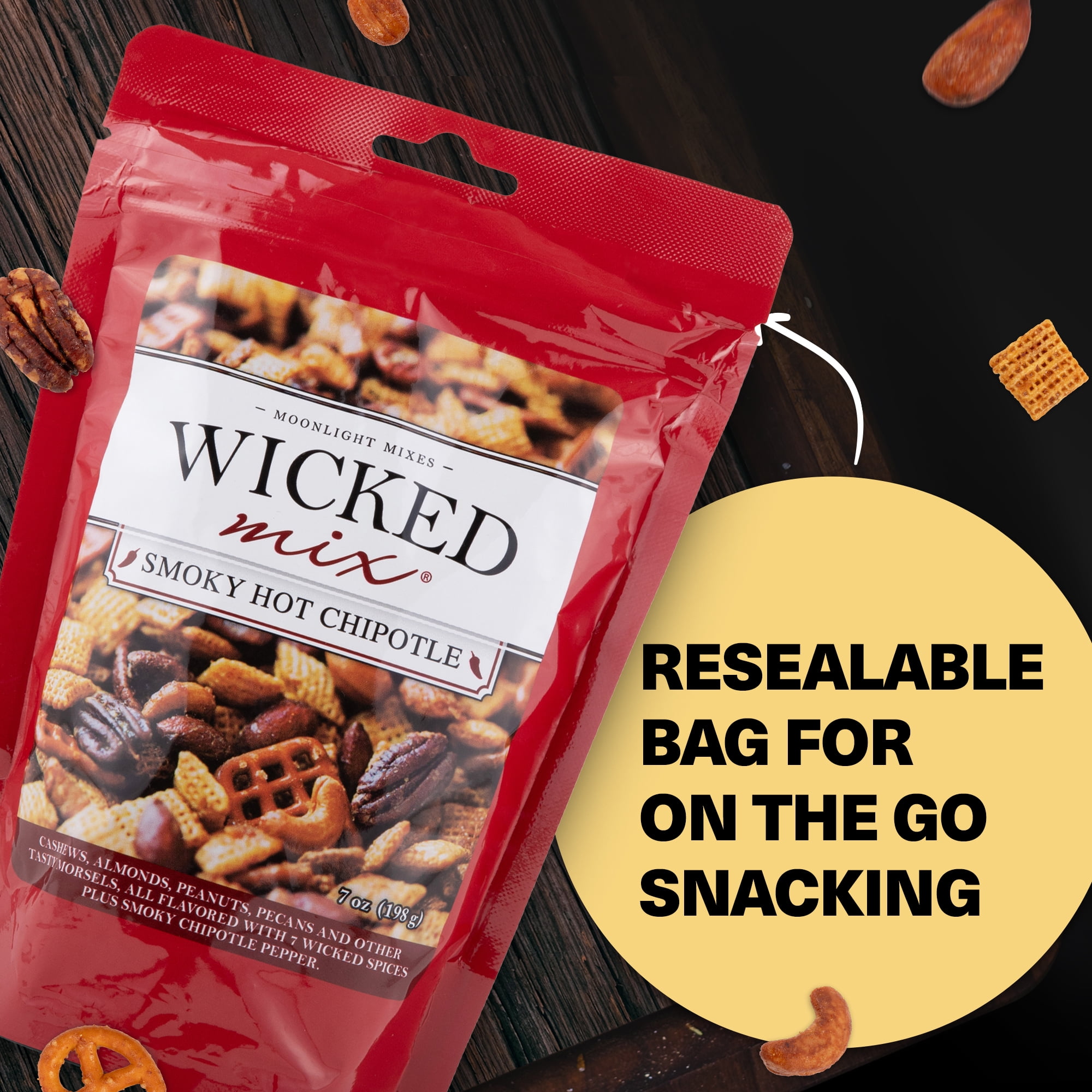 Wicked Mix Smoky Chipotle Snack Mix with Mixed Nuts, Sweet & Smoky, 7oz (Pack of 3)