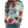 thumbnail image 5 of Qertyioot Chemise Cœur d'Amour Saint-Valentin Grande Taille Pull, Femmes Manches Longues Graphiques Col Rond Oversize Swea, 5 of 5
