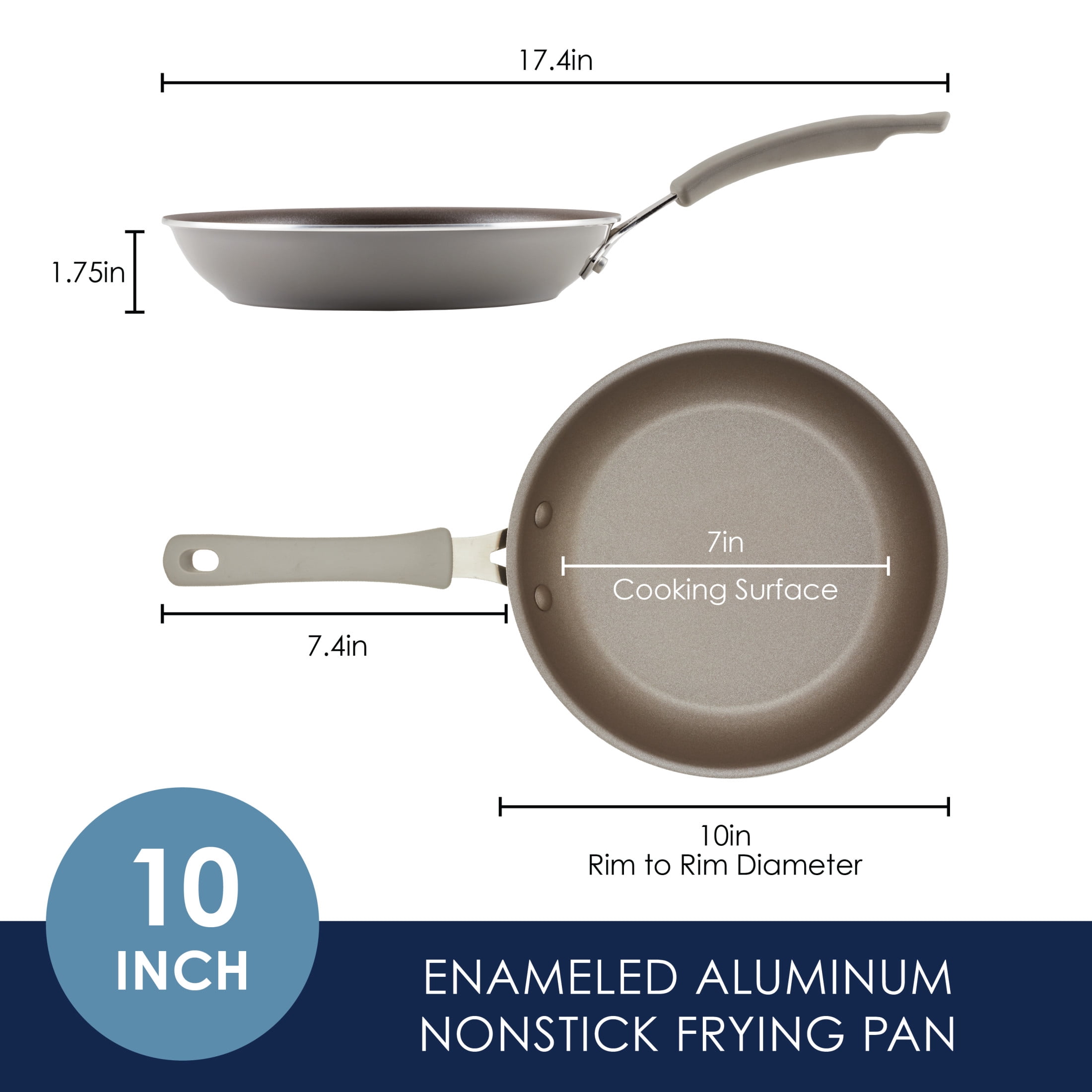 Rachael Ray Cook + Create Aluminum Nonstick Frying Pan, 10 inch, Gray