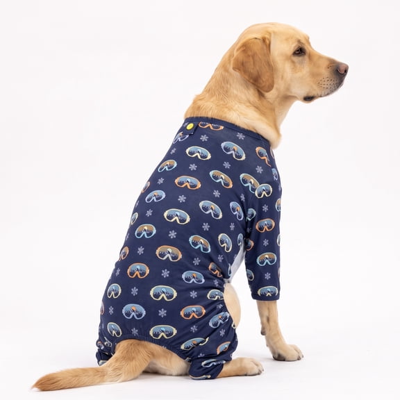 Vibrant Life Holiday Ski Goggles Pajamas for Dogs, Multicolor, L