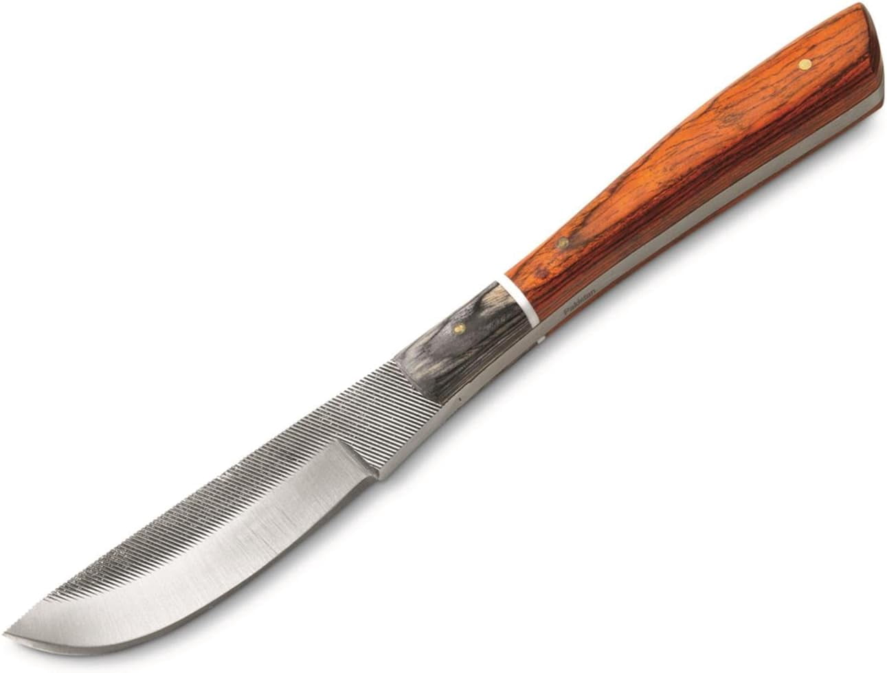 SZCO 8.5-Inch File Steel Skinner Knife Carbon Steel Fixed Blade with Long-Profile Pakkawood Handle and Hand-Stitched Leather Sheath