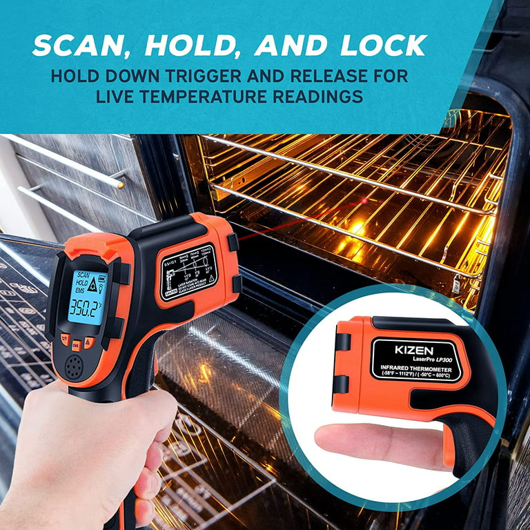 KIZEN infrared Thermometer laser Gun, for cooking, grill, engine and more!  