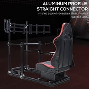 Supllueer 3060 Aluminum Racing Simulator Cockpit with Seat & Triple TV Stand compatible with Logitech Thrustmaster PXN Fanatec Moza
