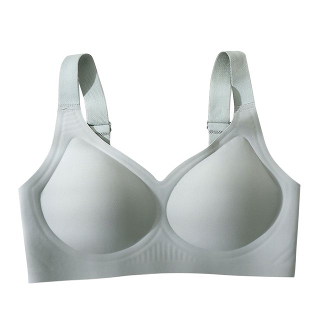 Yanlir Womens Solid Seamless Wireless Supportive Bra Push Up Comfortable Breathable Soft No Underwire Full Coverage Underwear(Gray,L)