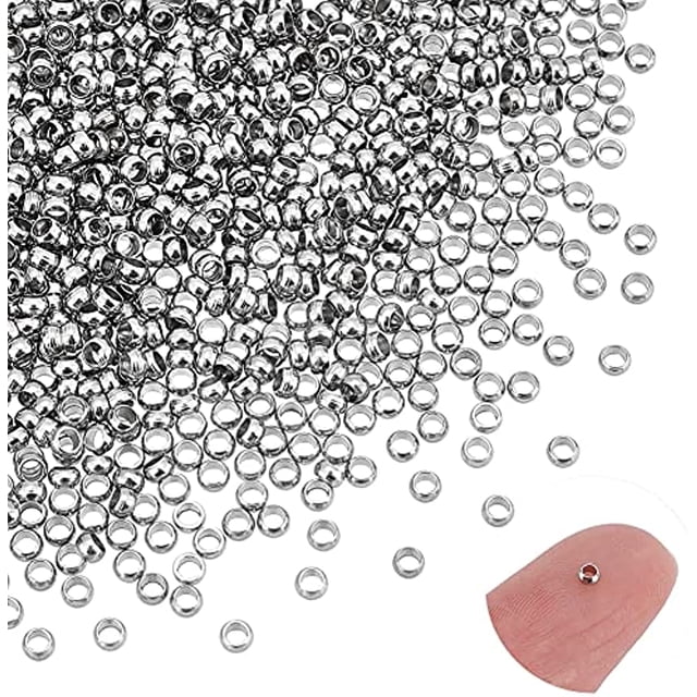 800 Pcs Perles Rondes Lisses 2mm Perles Intercalaires Perles en Acier Inoxydable 304 Perles en Métal pour Fabrication de Colliers Bracelets Boucles d'Oreilles