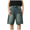 thumbnail image 3 of Mens Jeans Casual Loose Retro Straight Leg Comfortable Stretch Trend Denim Shorts Outdoor Streetwear Jorts Men Sky Blue L, 3 of 7