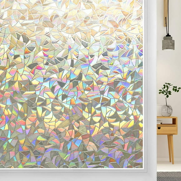 Window Privacy Film, Stained Glass Window Film, Rainbow Decorative Window Clings, Static Cling Window Sticker