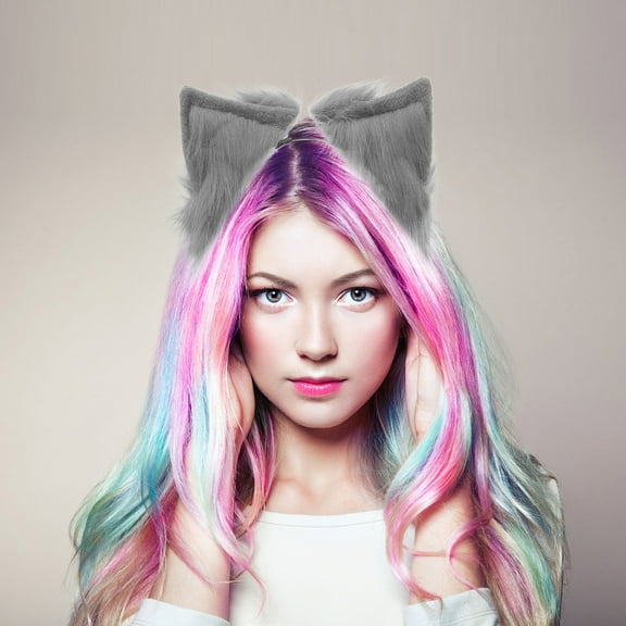 GAXIRE Costume Cat Hairband Grey Plush 1Pcs
