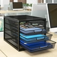 thumbnail image 3 of Mesh Desk Organizer with 4 Tier Sliding Drawers, Office Supplies Desktop Organizers and Accessories Stationery Storage, Paper Sorter, File Binder Organizer for Home Office School,Black, 3 of 7