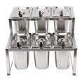 thumbnail image 4 of Condiment Dispenser Station, Stainless Steel Large Expandable Spice Rack With 1.6l And 2.2l Pans 2 Tier Removable Countertop Inclined Holder Commercial Food Dispenser For Sauce, 4 of 8