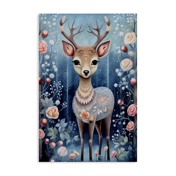 Stupell Industries Woodland Pattern Deer Animals & Insects Painting Gallery Wrapped Canvas Art Print Wall Art, 30 x 45