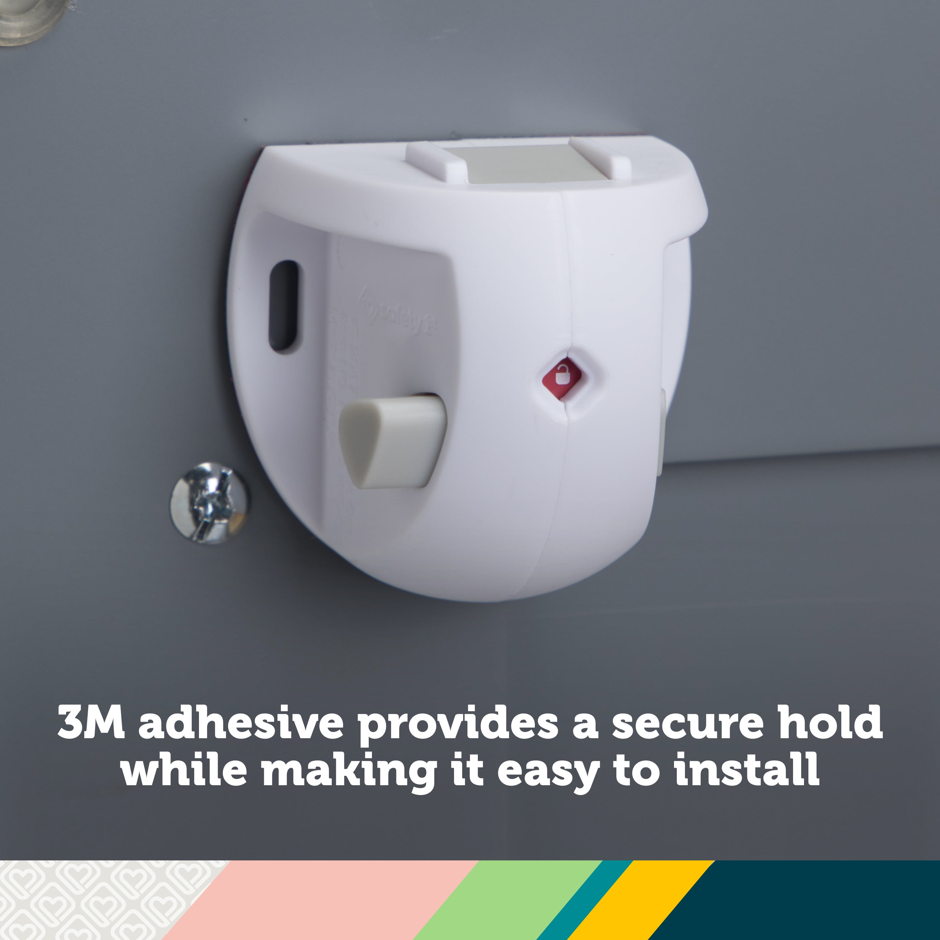 (2 pack) Safety 1st Adhesive Magnetic Lock System - 2 Locks and 1 Key, White, Toddler