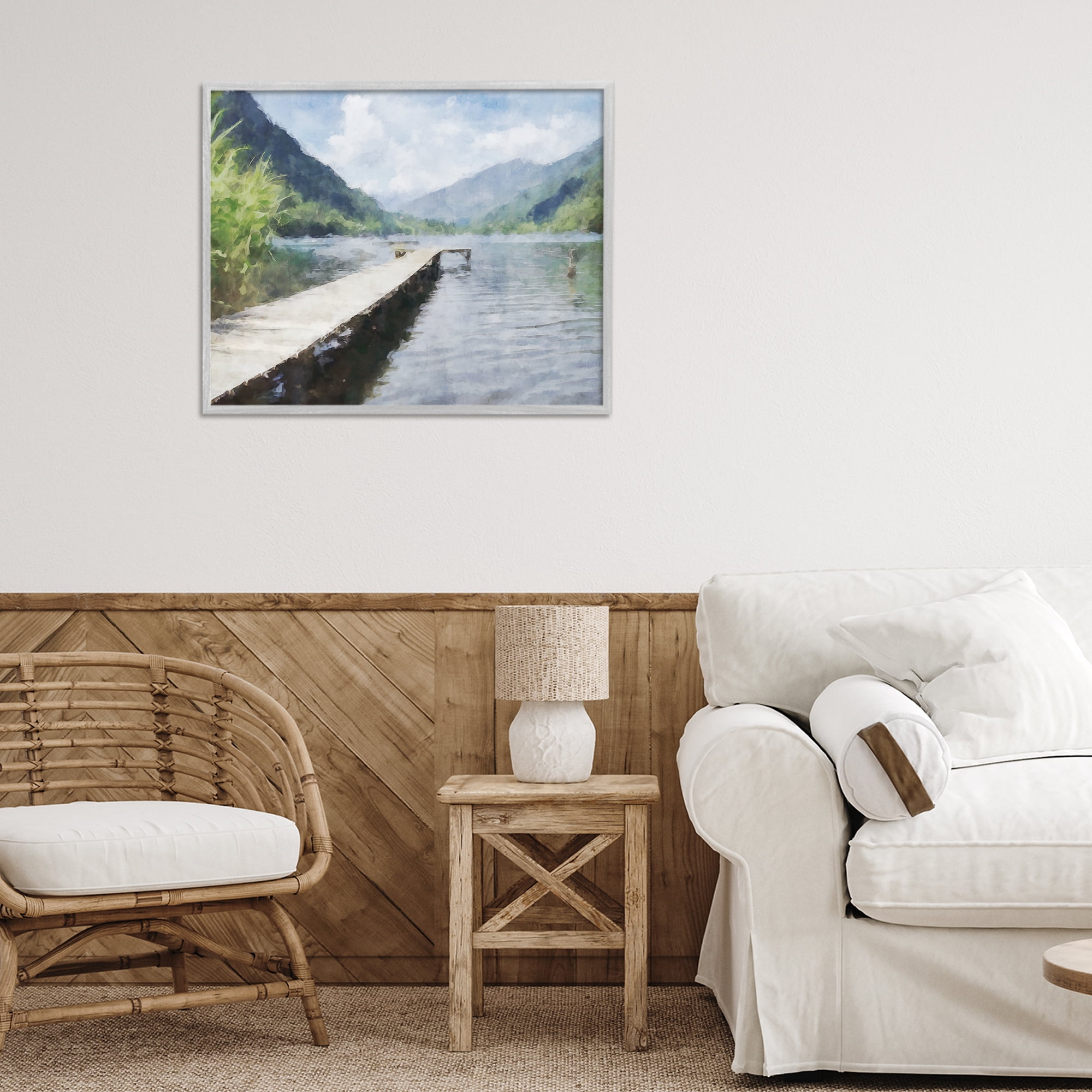 Stupell Industries Dappled Lake Dock Gray Framed Giclee Art, design by Kim Curinga