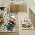 thumbnail image 4 of Fall Thanksgiving Pumpkin Kitchen Rugs Set of 2,Eucalyptus Buffalo Plaid Farmhouse Floor Mats and Rugs Non Skid Washable for Kitchen Home Decor (Blue Football 17"x47"+17"x30"), 4 of 6