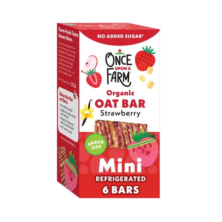 Once Upon a Farm Organic Refrigerated Oat Mini Toddler Snack Bar, Strawberry, 6ct