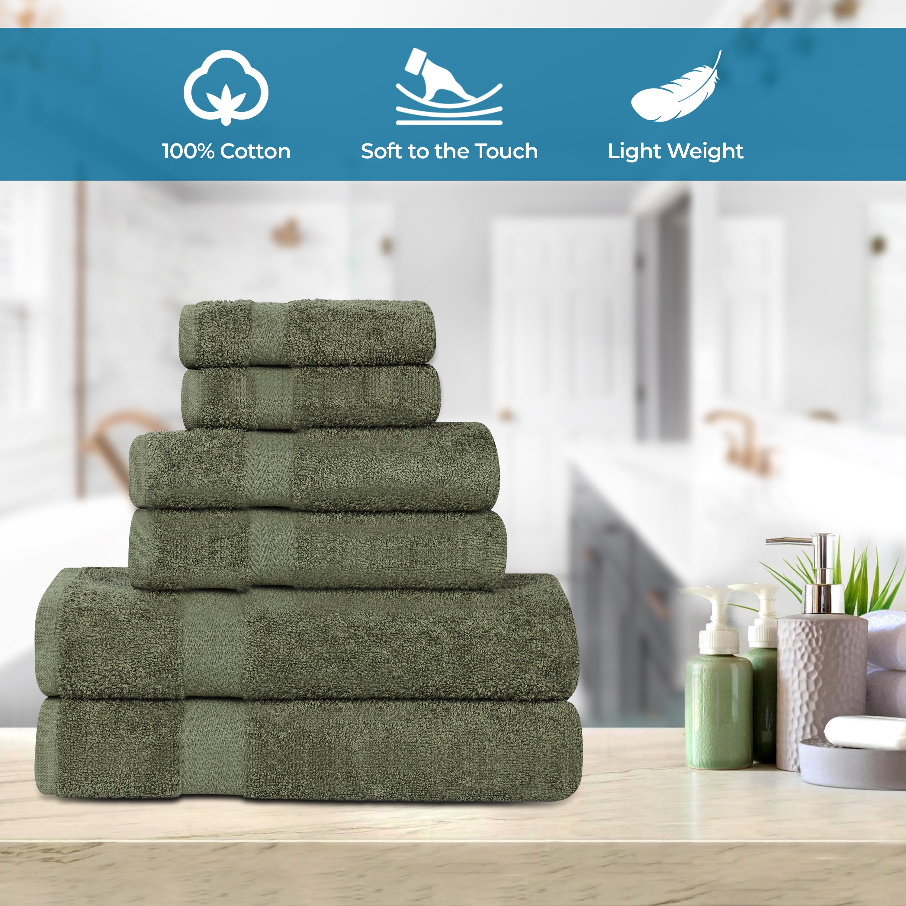 Superior Franklin 2-Piece Cotton Bath Sheet Set, Super Soft Quick Dry Fade Resistant Towels, Forest Green
