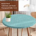 thumbnail image 5 of Round Table Cover 45-54 Inch Aqua Waterproof Reusable Table Cloth Round Fitted Vinyl Tablecloth with Elastic Edged for Parties Outdoors, Rustic Farmhouse Solid Color, 5 of 9
