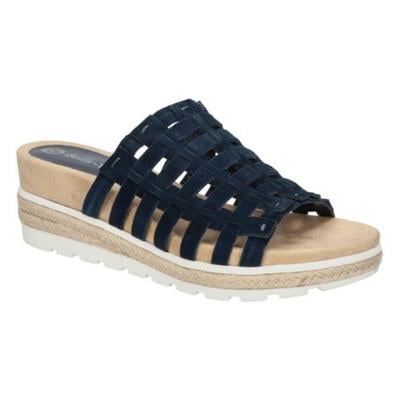 Bella Vita Women's Oaklynn Wedge Sandal, Navy Suede Leather, 8