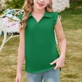 thumbnail image 5 of Abcomgle Girls Golf Shirts with Collar V-Neck Ruffle Short Sleeve Girls Golf Outfit Quick Dry Athletic Sports Polo for Girls, 5 of 6