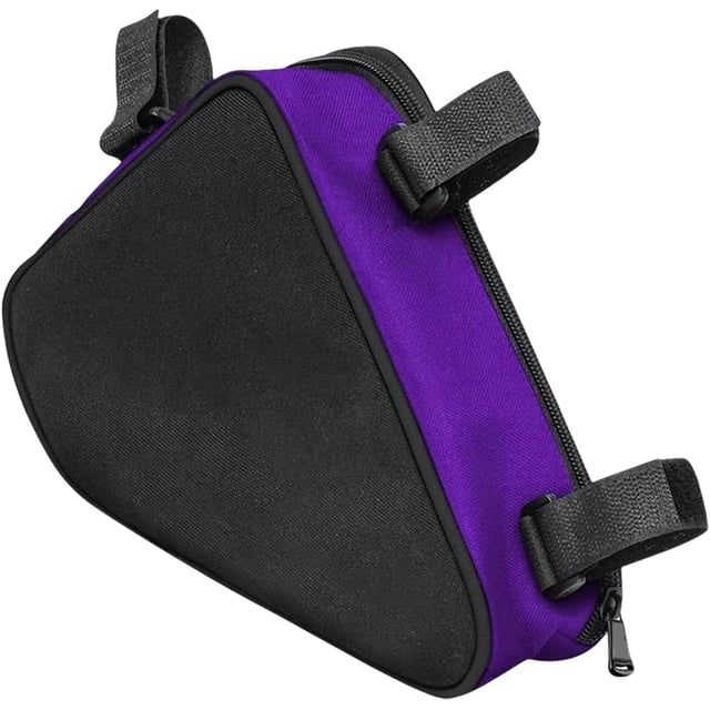Bolsa de bicicleta triangular para bicicletas de montaña, playa o carretera, bolsa para manillar delantero, bolsa de viga delantera triangular impermeable de color morado oscuro