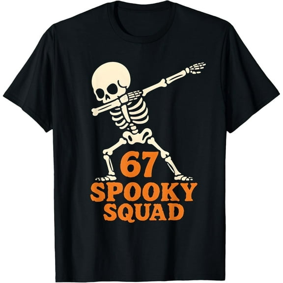 67 Halloween Meme 6 7 Numbers Six Seven Funny Skeleton T-Shirt