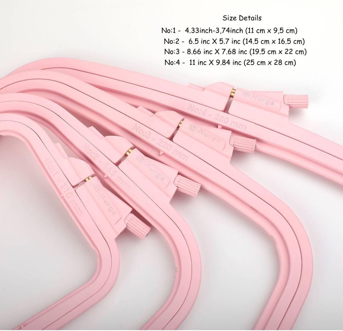 Nurge 4-Piece Square Embroidery Hoop Set, ABS Plastic, Multi-Size, Pink