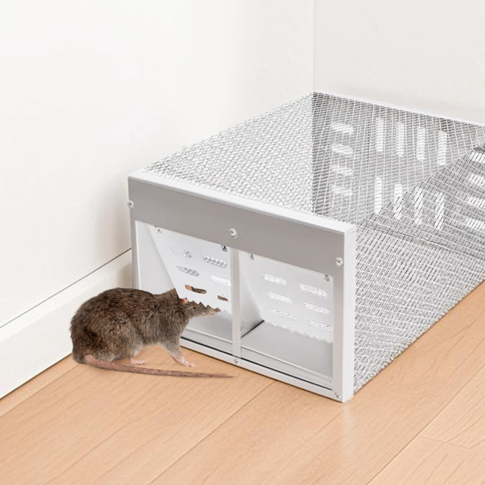 Dual-Door Humane Rat Trap, Automatic Continuous Catch Rodent Cage, Easy to Set and Reusable Pest Control Device, Highly Effective Solution for a Rodent-Free Home and Garden Environment