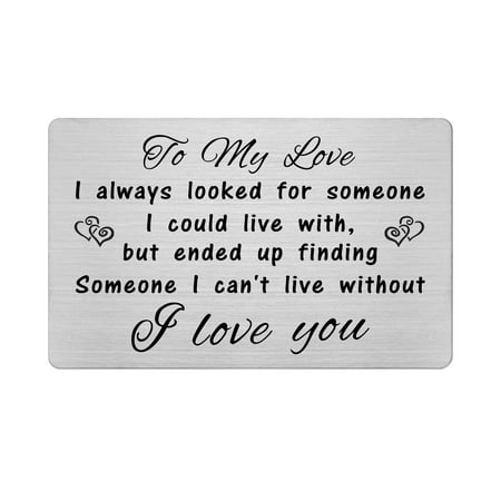 FALOGIJE To My Love Engraved Wallet Card, Unusual Birthday Gifts for Her Girlfrend, Husband Fiance Men Gifts Unique, Mini Love Note