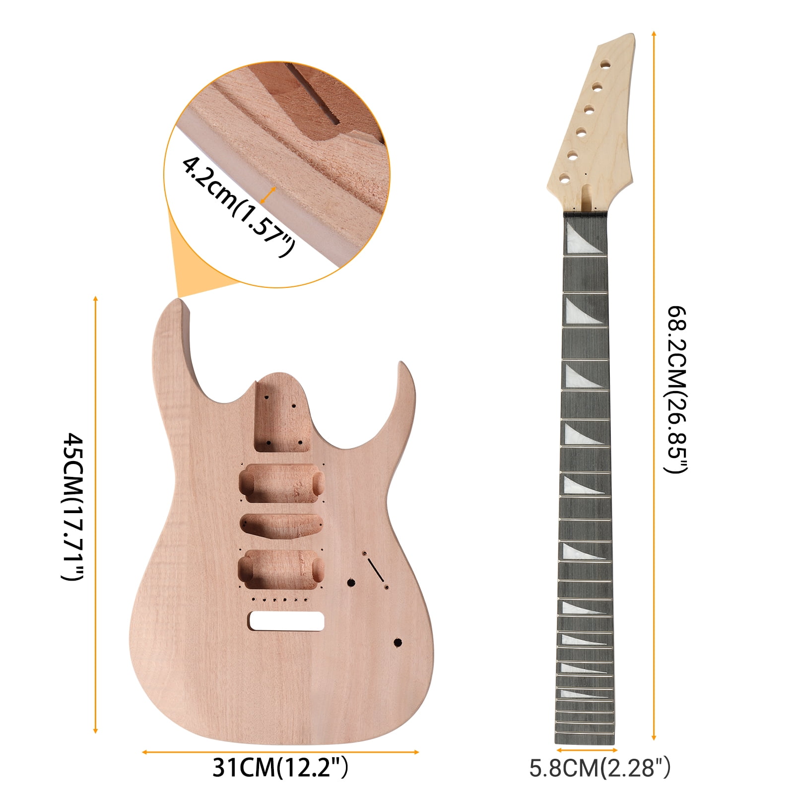 Ktaxon DIY Electric Guitar Kits 6 String with Mahogany Body, Premium Fingerboard and Maple Neck-170
