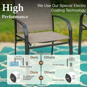 7-Piece Outdoor Patio Dining Set with 6 Textilene Chairs & 1 Metal Steel Rectangle Table, Black & Tan