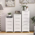 thumbnail image 2 of FONIRRA 7 Drawer Plastic Rolling Storage Cart, With 4 Universal Wheels Dresser Cabinet, White., 2 of 8