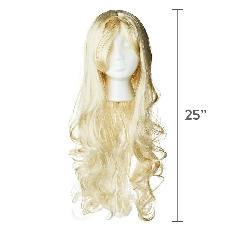 Premium Natural Long Wavy Platinum Blonde Wig, Halloween Accessory For Female Adults, by Wonderland Costume