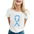 thumbnail image 1 of TSADFHJI Chemises pour Femmes Tendance Été 2024 T-Shirt Imprimé à Manches Courtes Col Rond Blouse L Blanc, 1 of 4