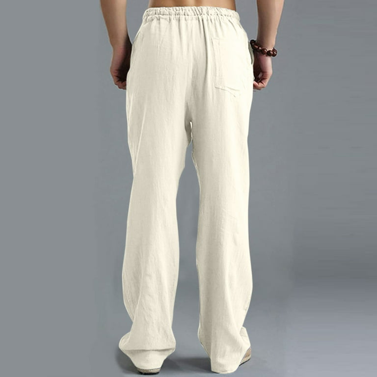 kpoplk Baggy Pants Men,High Waisted Sweatpants for Men Cinch Bottom Baggy  Joggers Sweat Pants with Pockets(Beige,XXL)