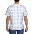 thumbnail image 3 of Bixox Men's Blue Checkboard Printed Short Sleeve Skinny Athletic T-Shirt, 3 of 6