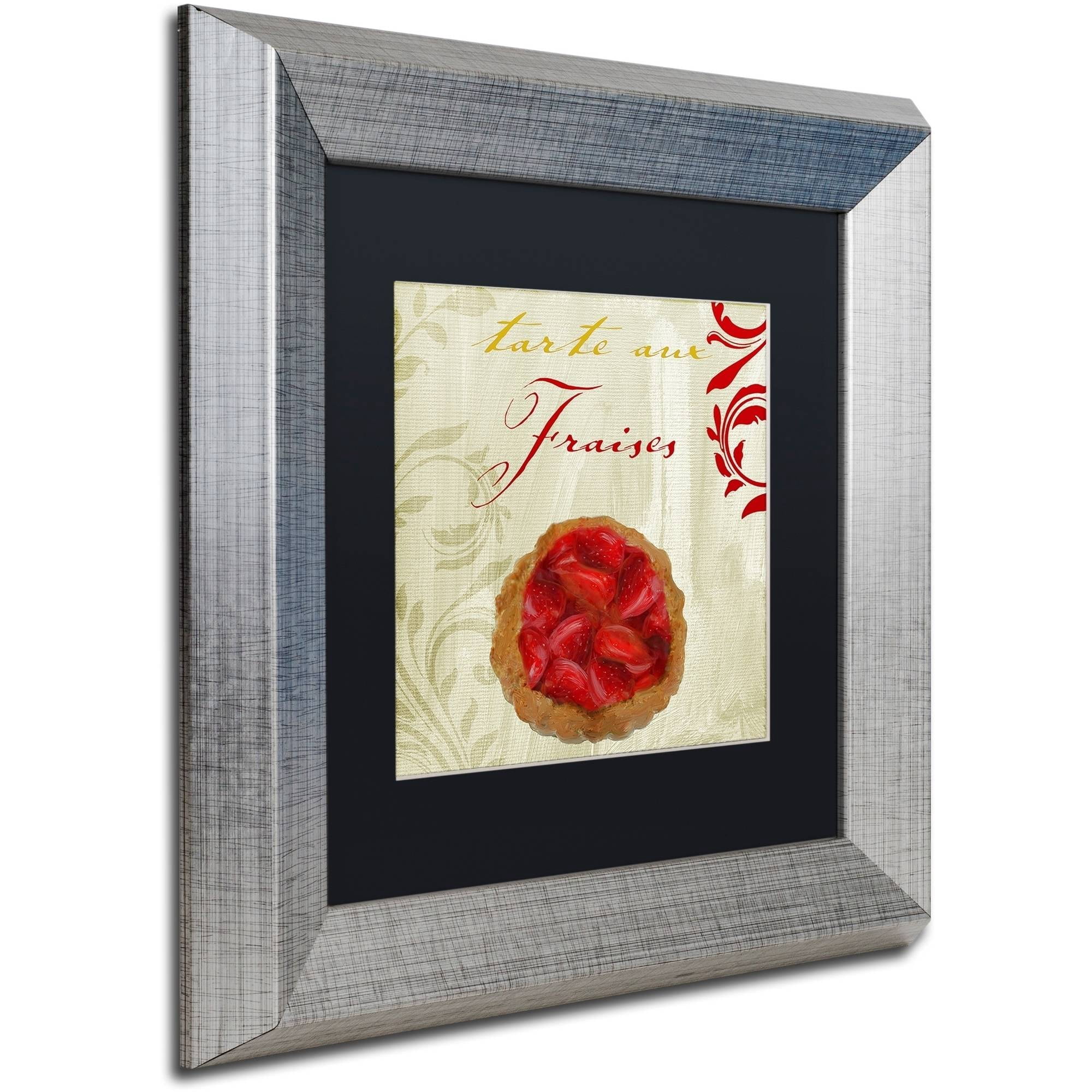 Trademark Fine Art "Tartes Francais, Strawberry" Canvas Art by Color Bakery Black Matte, Silver Frame
