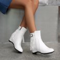 thumbnail image 2 of NECHOLOGY Botas Mujer Adulto Femenino Zapatos Botines mujer Botas de realce interior con cremallera lateral y hebilla de cinturón con borlas de cuero de color sólido para mujer (White, 6.5), 2 of 7