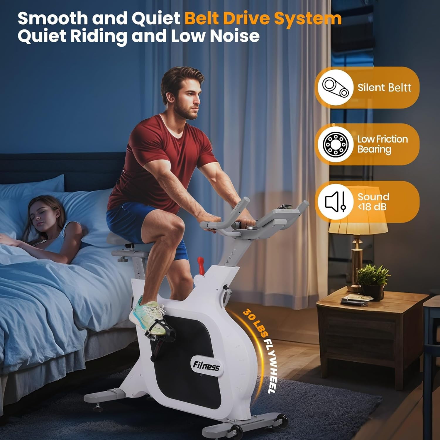Exercise Bike, Stationary Bikes for Home with 32-Level Quiet Magnetic Resistance, Magnetic Stationary Bike with LED Display for 7 Types of Data, Including Pulse, Calories, and Distance Etc
