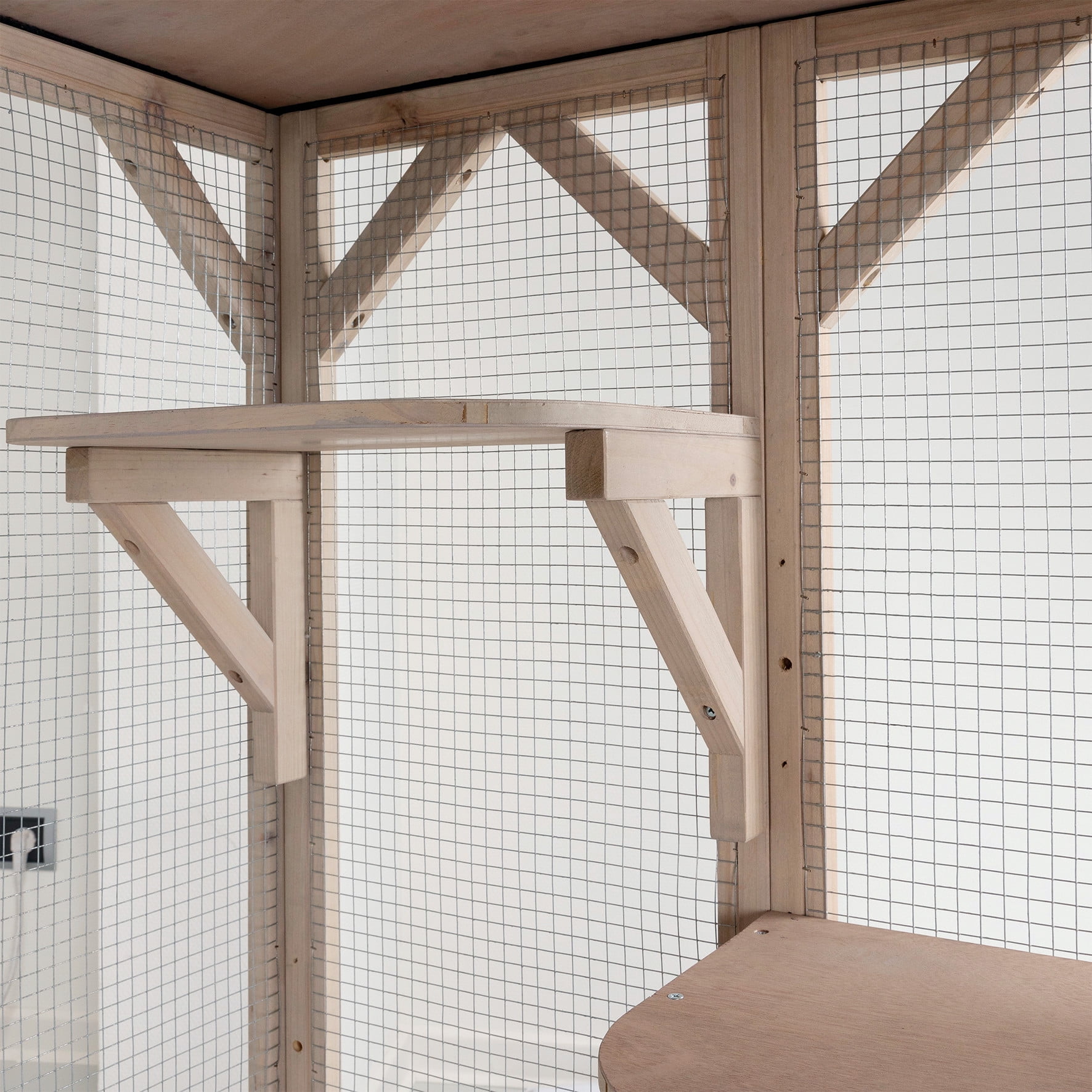 TRIXIE natura Weatherproof Wooden Cattery with 3 Perches, 44L x 70.9W x 31.5H, Gray