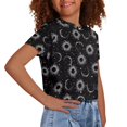 thumbnail image 4 of Uourmeti Sun and Moon Kids Short Sleeve Crop Top for Girls 5-14Y Summer Loose Crew Neck Pullover Casual Soft Sports T-Shirt, 4 of 5