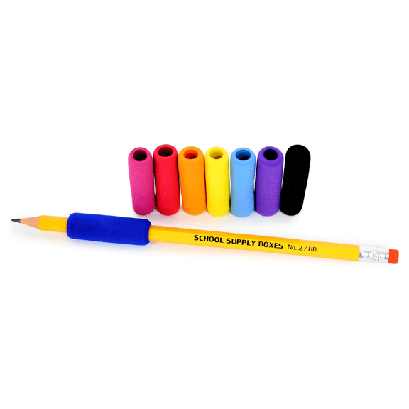 School Supply Boxes | Foam Pencil Grippers | 50 Pack | Assorted Colors of Black, Pink, Red, Royal Blue, Yellow, Sky Blue, Purple, & Orange