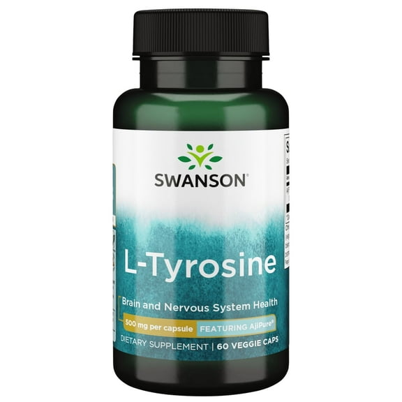 Swanson Ajipure L-Tyrosine, Pharmaceutical Grade 500 mg 60 Veggie Capsules