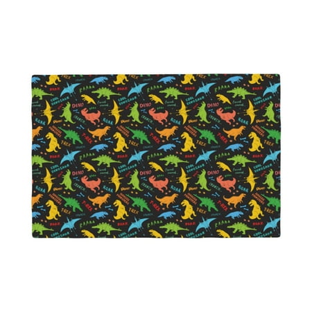 

Table Placemats Set of 4 - Cartoon Dino 12x18 In Faux Linen Double Heat Resistant Place Mats Cloth Indoor/Outdoor Placemats Washable Table Mats for Dining Kitchen Party