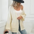thumbnail image 2 of SOMER Women's Cardigan Sweaters Lantern Sleeve Open Front Oversized Lightweight Chunky Outwear Long Sweaters with Pockets, 2 of 6