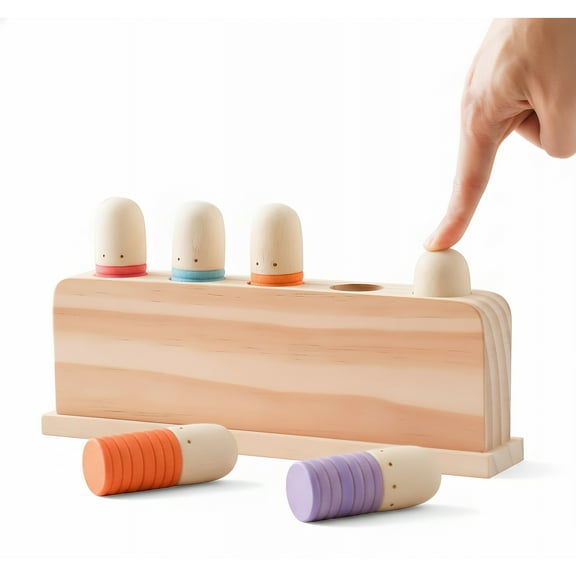 Bohorizon Pop Up Puppets, Wooden Color Sorting Toy, STEM Montessori Color Matching Toys for Toddlers, Pack of 1, Multi Color