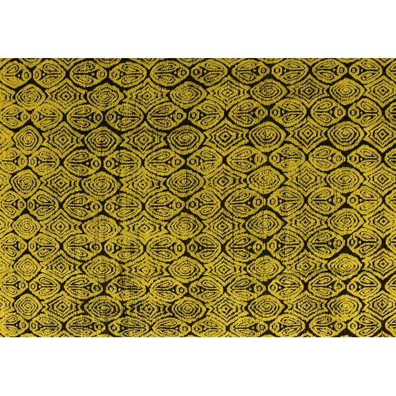 Ahgly Company Indoor Rectangle Abstract Yellow Modern Area Rugs, 7' x 9'