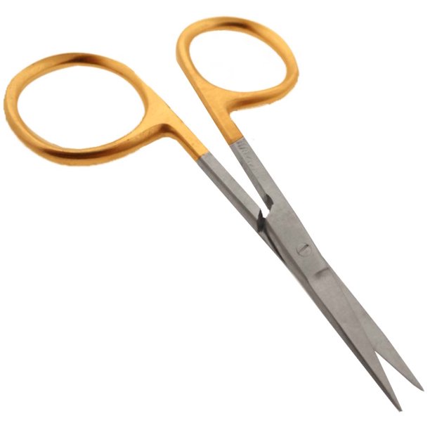 4" Straight Gold Plated Large Fingerhole Cuticle Scissors ( Pack of 2
