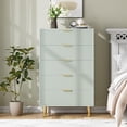thumbnail image 5 of 5 Drawer Dresser for Bedroom, 48" Tall Dresser Chest of Drawers, Modern Wood Storage Organizer with Gold Metal Handles & Anti-Tipping Device for Hallway, Entryway, 5 of 6