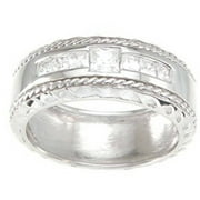 925 Sterling Silver Princess-Cut Men's Wedding Band