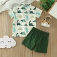 thumbnail image 5 of Boys Clothes Toddler Baby Kids Spring Summer Cotton Dinosaur Printed Sleeveless Casual 6M 12M 18M 24M 3T 4T T Shirt Pullover Tops Shorts Sets Tshirt 2-Piece, 5 of 7